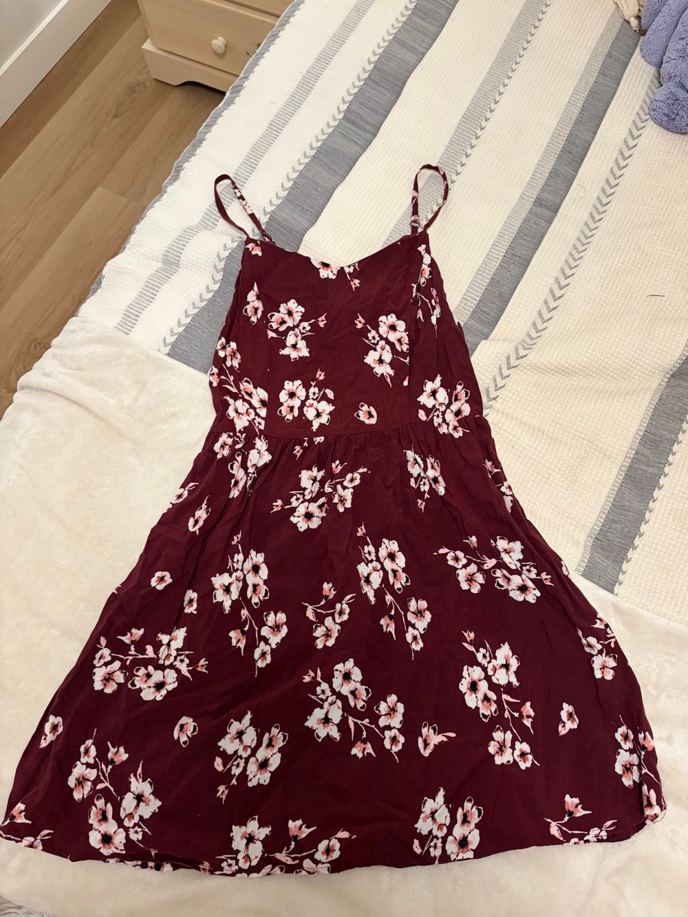 Garage Burgundy Floral Spaghetti Strap Dress